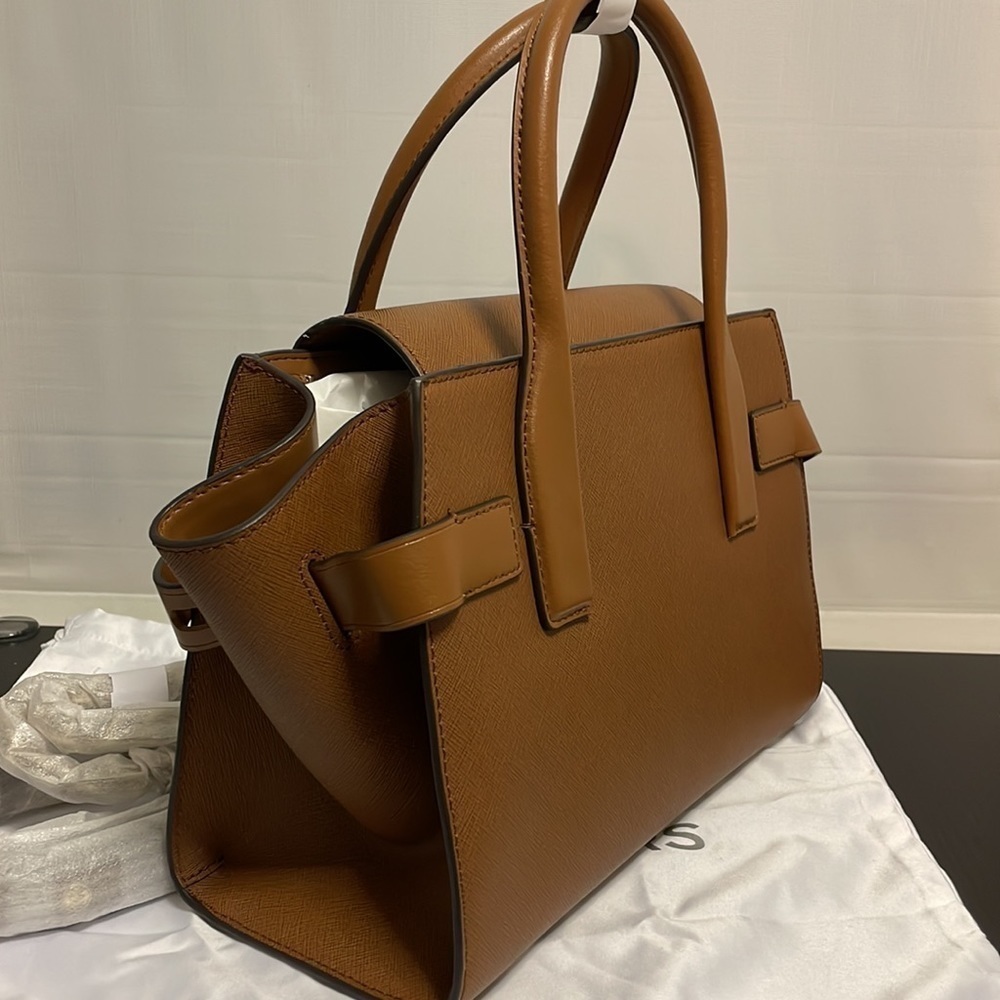 Michael Kors Carmen belted saffiano leather satchel crossbody luggage brown - Picture 9 of 11